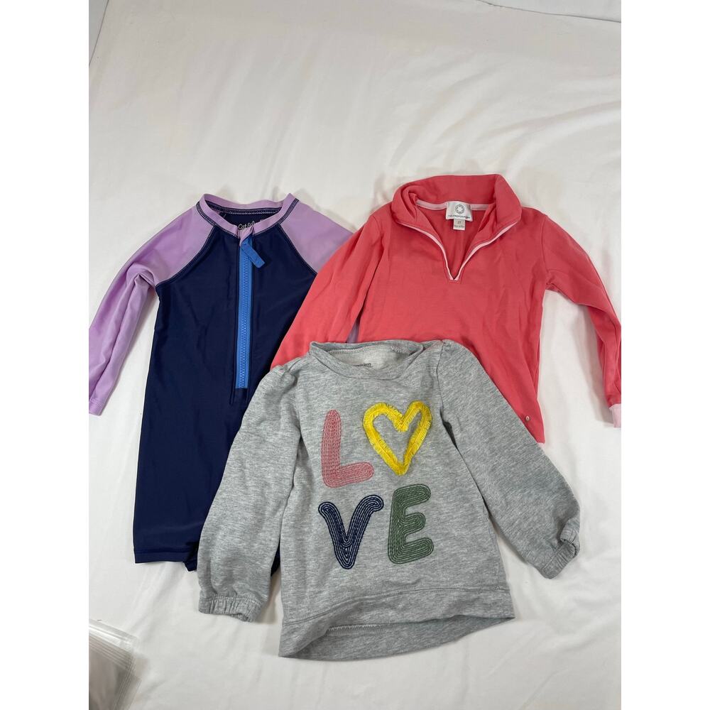 Proper Peony, Cat & Jack, Simple Joys Toddler Girls Long Sleeve Top Swim Set 2T